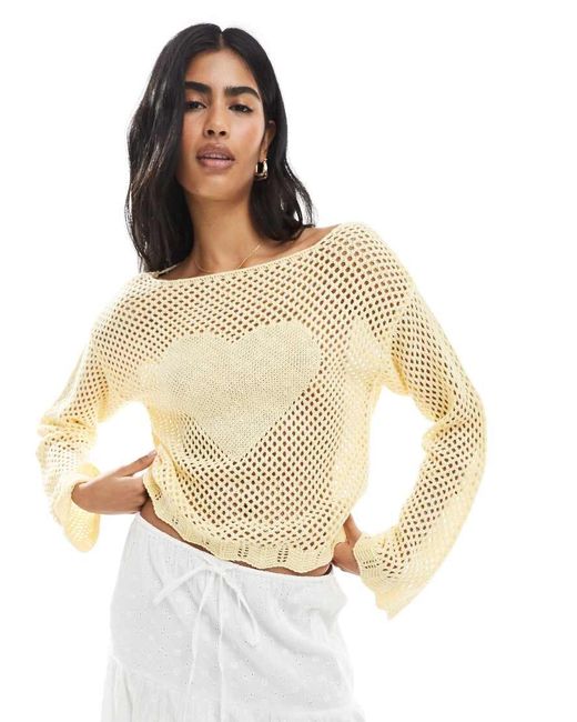 Miss Selfridge Metallic Crochet Heart Tie Back Jumper