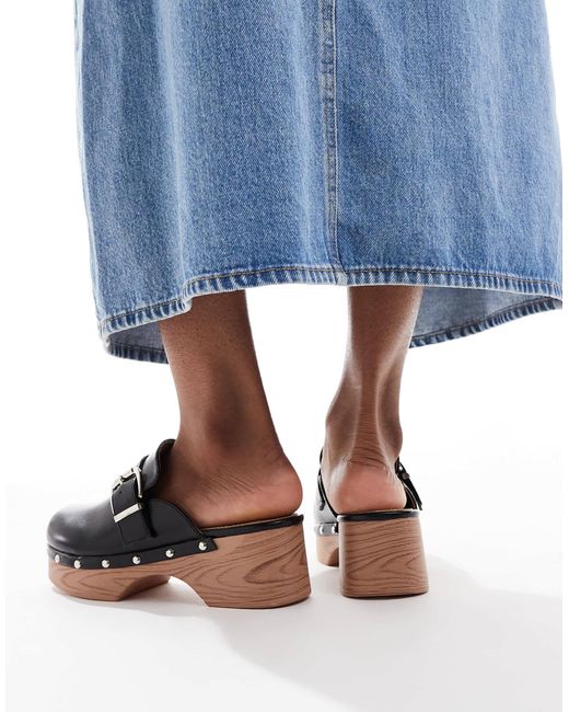 SEQWL Blue Clog Mules With Buckle