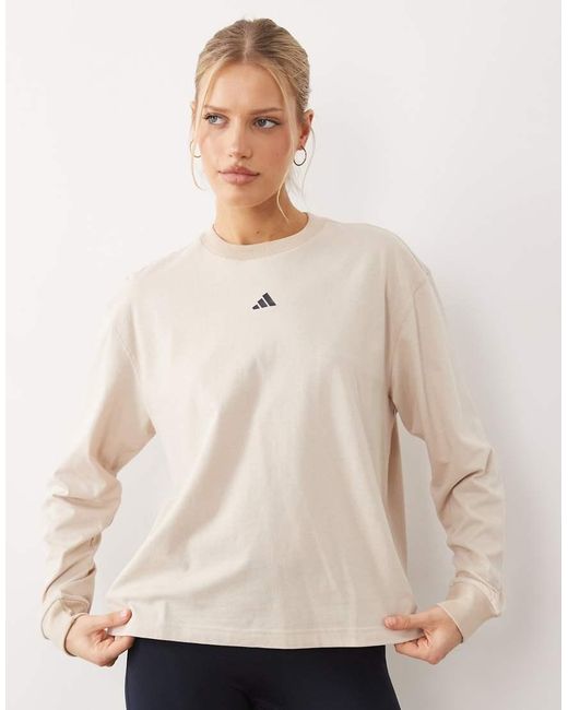 Adidas Originals Natural Three Stripes Studios Long Sleeve Top