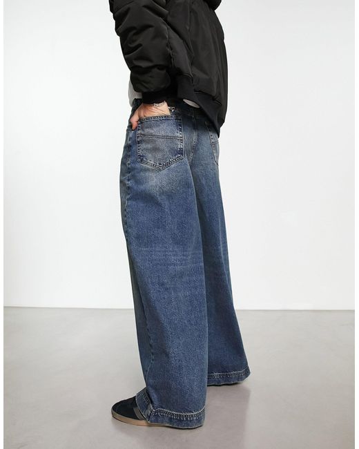 Collusion Blue X019 baggy Wide Leg Jeans for men