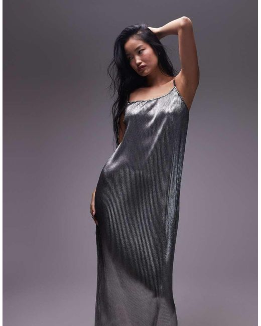 TOPSHOP Maxi Jurk Met Spaghettibandjes in het Gray