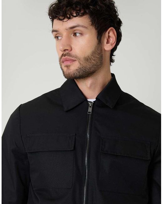 Threadbare Black Showerproof Lightweight Zip Up Jacket for men