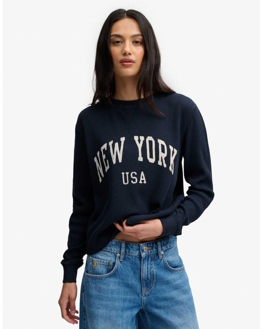 Superdry Blue – athletic – langärmliges basic-oberteil