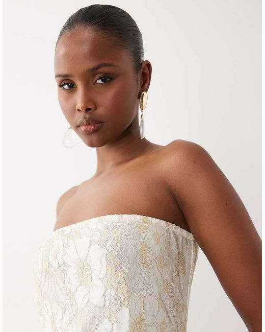 South Beach White Glitter Lace Bandeau Maxi Dress
