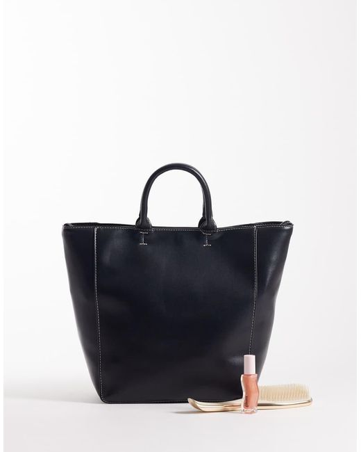 ASOS Gray Tote Bag With Double Handle And Contrast Stitch