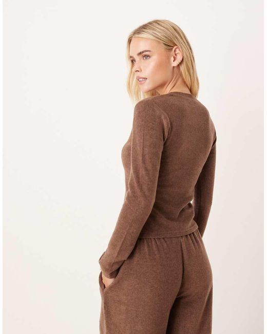 ASOS Brown Asos Design Petite Mix & Match Lightweight Fleece Cardigan
