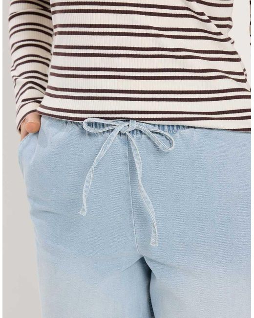 Long Tall Sally Blue Pull On Wide Leg Jeans