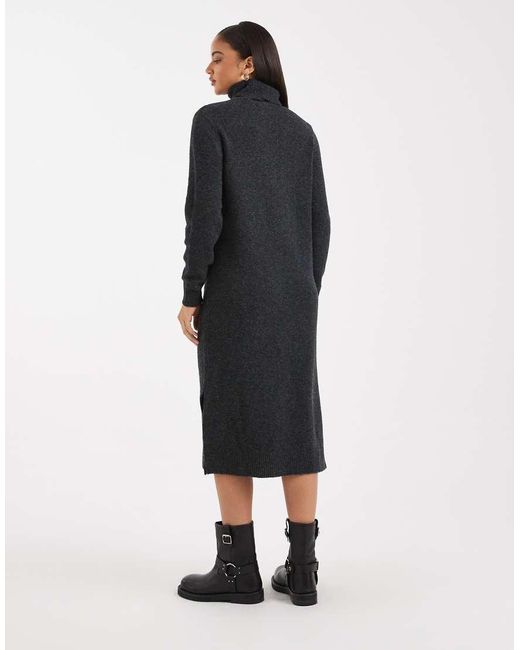 Vero Moda Black Soft Knitted Roll Neck Midi Dress