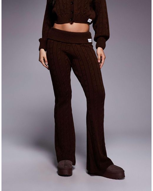 ASOS Brown Weekend Collective Cable Knit Flared Trouser