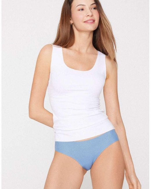 Tezenis Blue Seamless Cotton Knickers