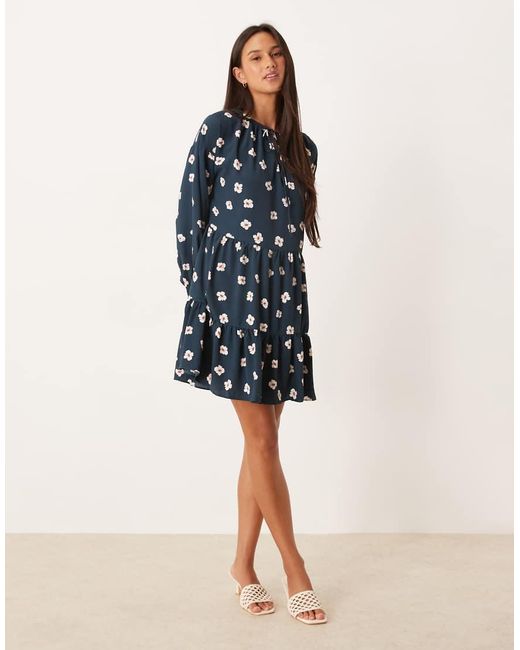 Glamorous Blue Pattern Shift Mini Dress