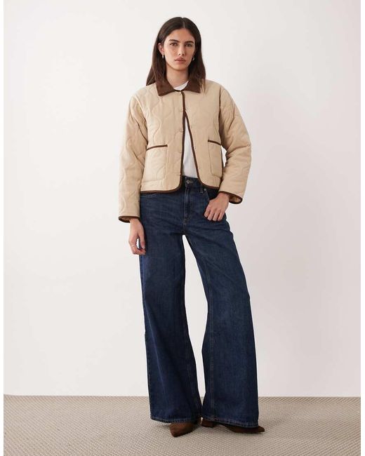 Jdy Blue Contrast Detail Quilted Jacket