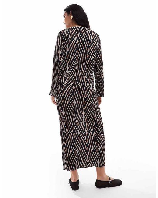 Vila Black Plisse Maxi Dress With Wide Sleeves