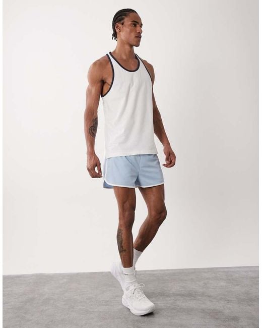 4505 White Retro Mesh 3" Quick Dry Gym Short for men