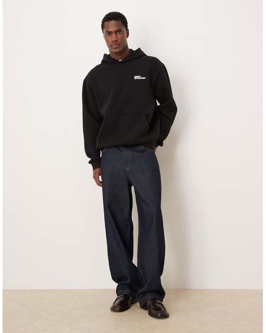 ASOS Black Relaxed Hoodie With Logo Print for men
