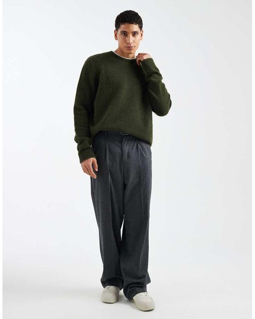 ASOS Green Relaxed Knitted Crew Neck Jumper for men
