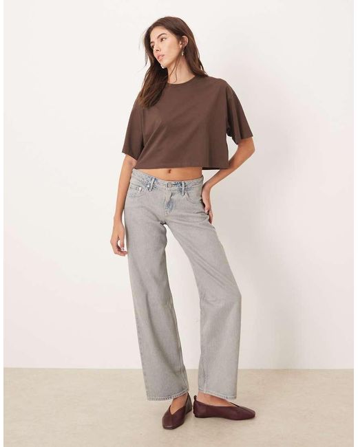 JJXX Oversized Cropped T-Shirt in het Brown