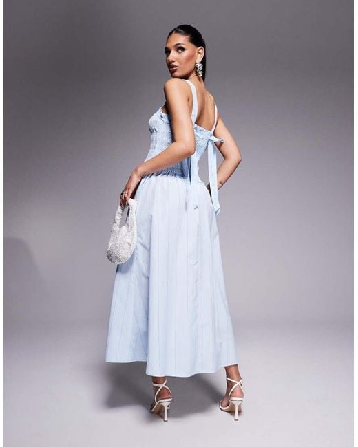 River Island Gray Shirred Midi Dress