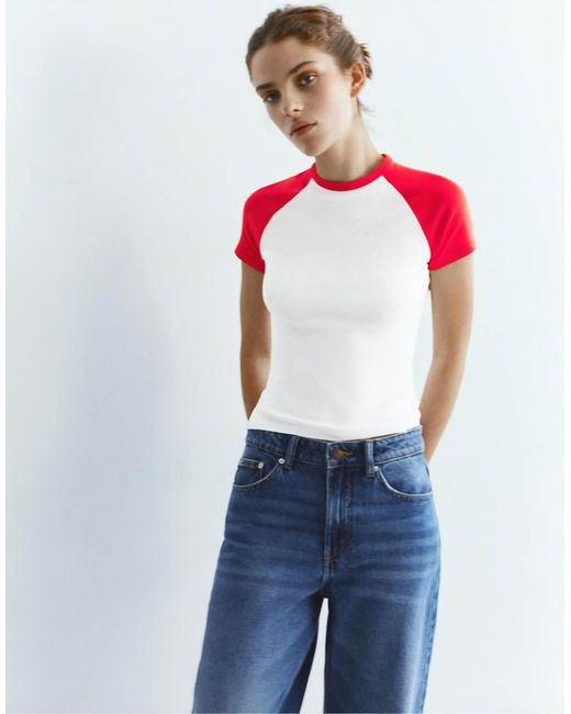 Pull&Bear Blue Raglan Sleeve T-Shirt