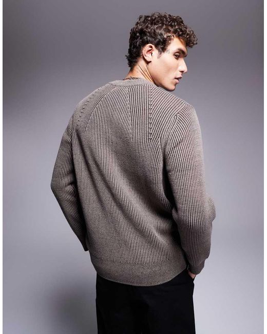 River Island Gray Chunky Ribbed Jumper for men