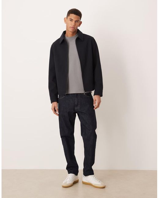 Mango Black Zip Through Harrington Jacket for men