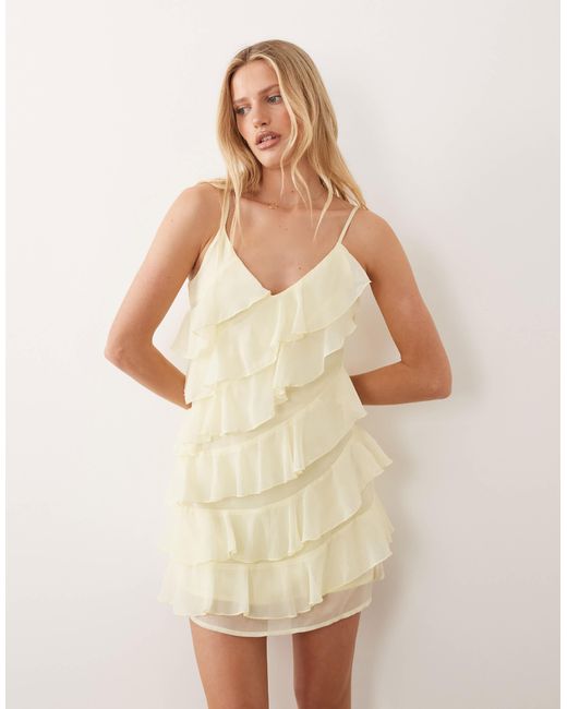 Vila Natural Ruffle Cami Mini Dress