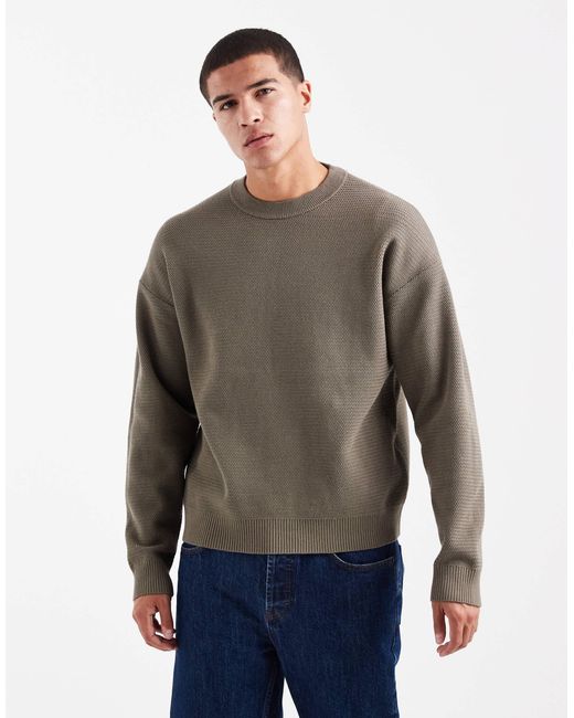 Pull col rond coupe oversize - marron clair Only & Sons pour homme en coloris Gray