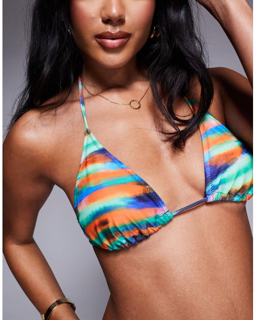 Candypants Gray Abstract Print Triangle Bikini Top