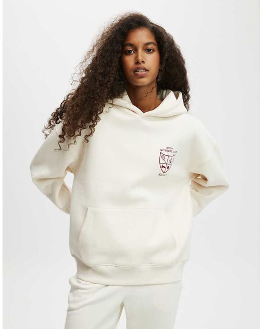 Cotton On White Cotton On Plush Premium Graphic Hoodie
