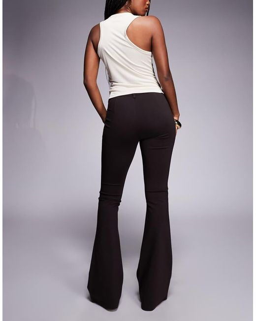 ASOS Brown Premium Ponte Flare Trouser With Tailored Waistband