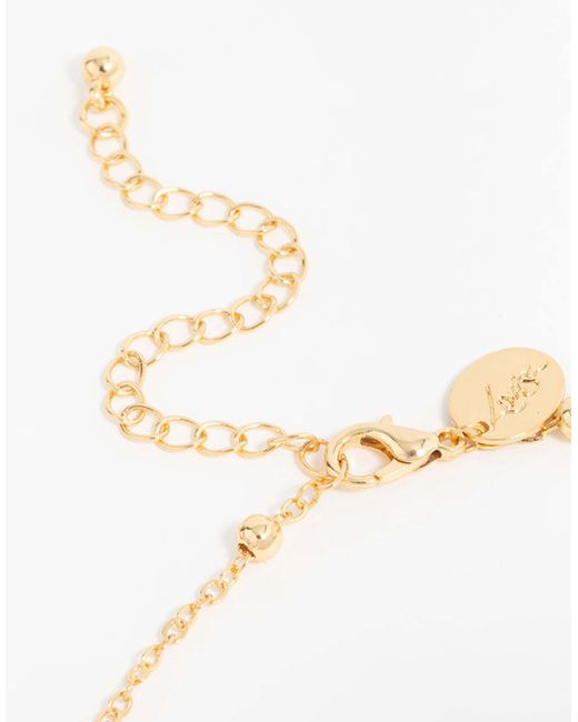 Lovisa Natural – vergoldete halskette mit y-design und runden anhängern aus halbedelsteinen