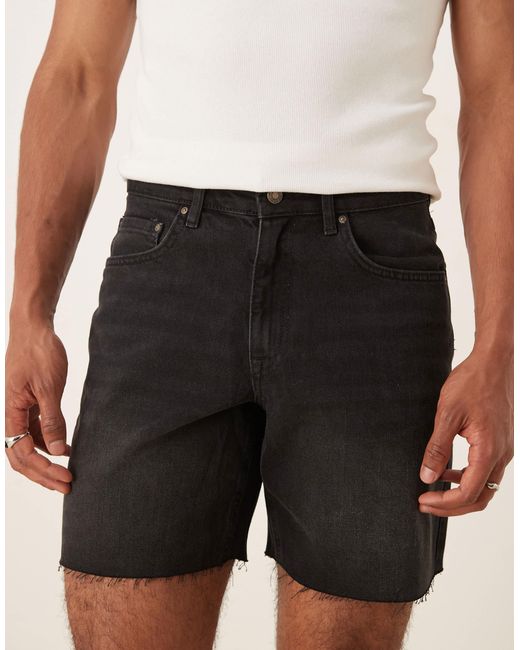 ASOS Natural Mid Length Slim Denim Shorts for men