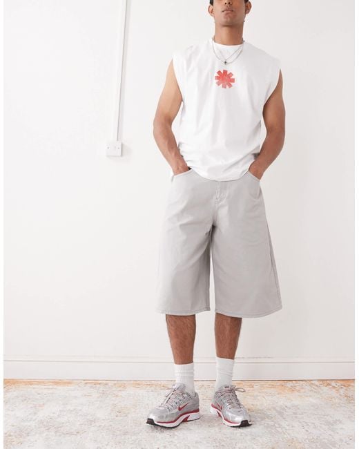 Reclaimed (vintage) – longline-oversize-jorts aus denim in Gray für Herren
