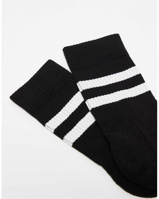 Pack De 5 Pares De Calcetines Deportivos Negros Con Rayas Blancas De ASOS de hombre de color White