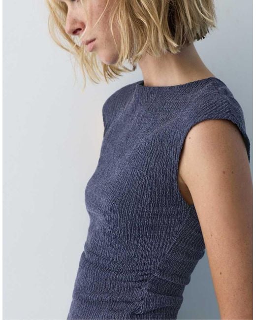 Pull&Bear Blue Crepe Top