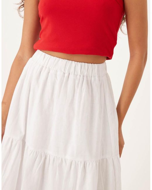 NARRATED Pink Tiered Midi Skirt