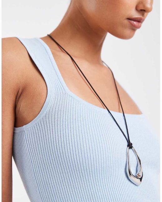 JJXX Blue Knitted Sqaure Neck Top