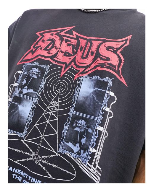 Camiseta negra transmission Deus Ex Machina de hombre de color Blue