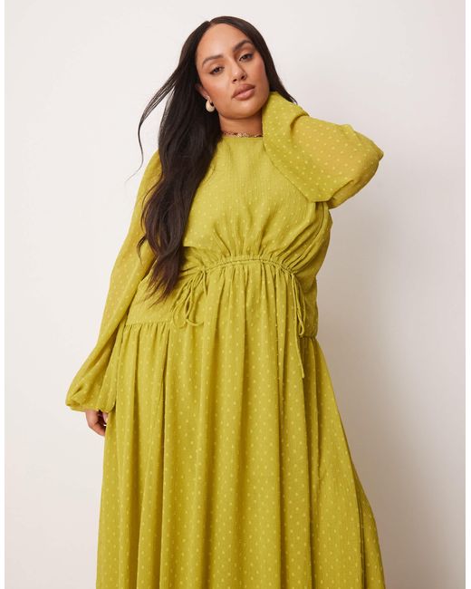 ASOS Yellow Asos design curve – maxikleid aus genopptem stoff