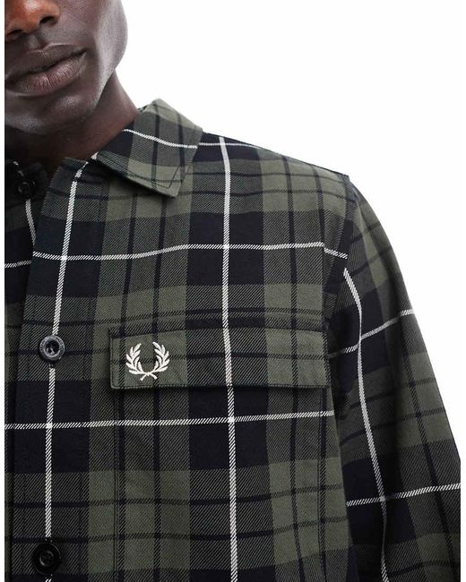 Fred Perry Geruit Overshirt in het Black voor heren