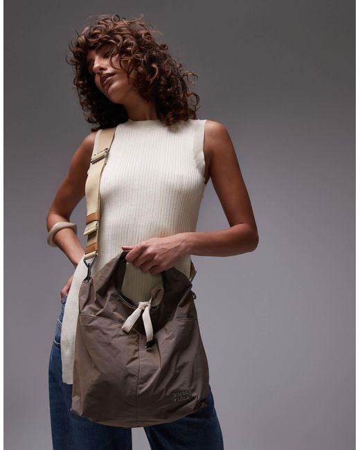 Bimba Y Lola Gray Slouchy Tote Bag With Removable Strap