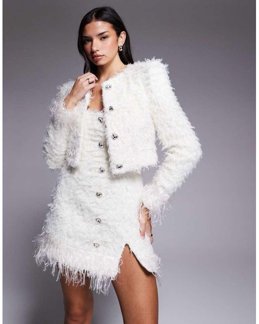 ASOS Gray Co-ord Knitted Jacket With Embellished Buttons