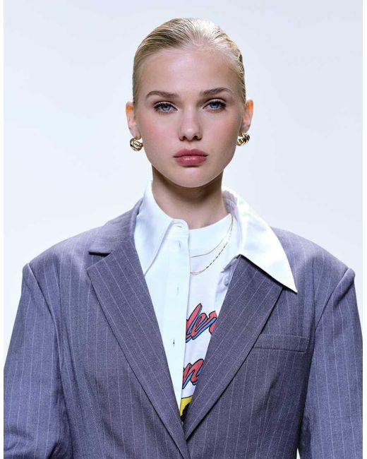 4th & Reckless Multicolor Tailored Shoulder Pad Detail Cinched Waist Blazer Co-ord