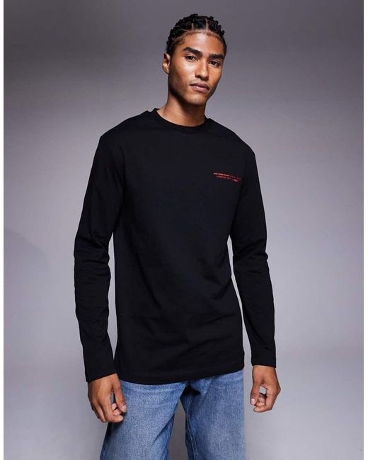 ASOS Ruimvallend T-Shirt Met Lange Mouwen En Grafische Visprint in het Gray voor heren