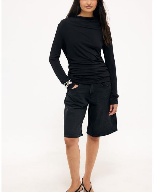 NA-KD Blue Mid Waist Loose Denim Shorts