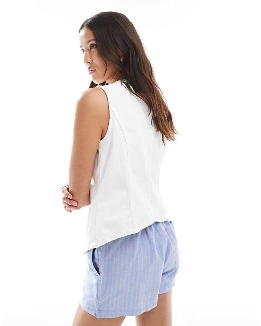 Superdry White Cotton Stripe Elasticated Boxer-Style Shorts