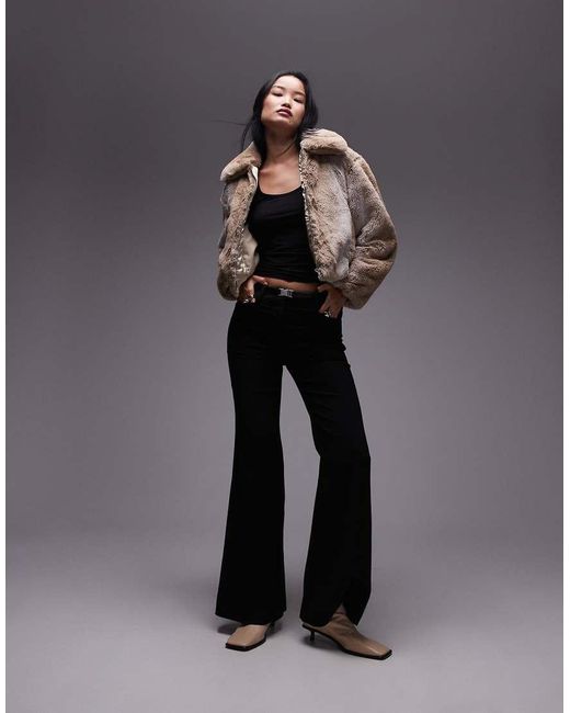 Mango Brown Oversized Collar Fur Jacket