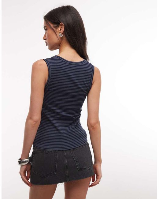 Weekday Blue Tank Top With V Neck Notch Detail