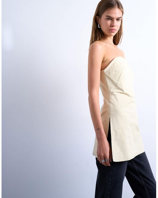 Tunique bandeau longue épurée - taupe TOPSHOP en coloris White