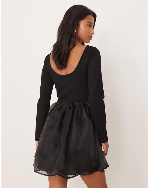 Nobody's Child Petite Penny Scoop Neck Mini Dress in Black | Lyst